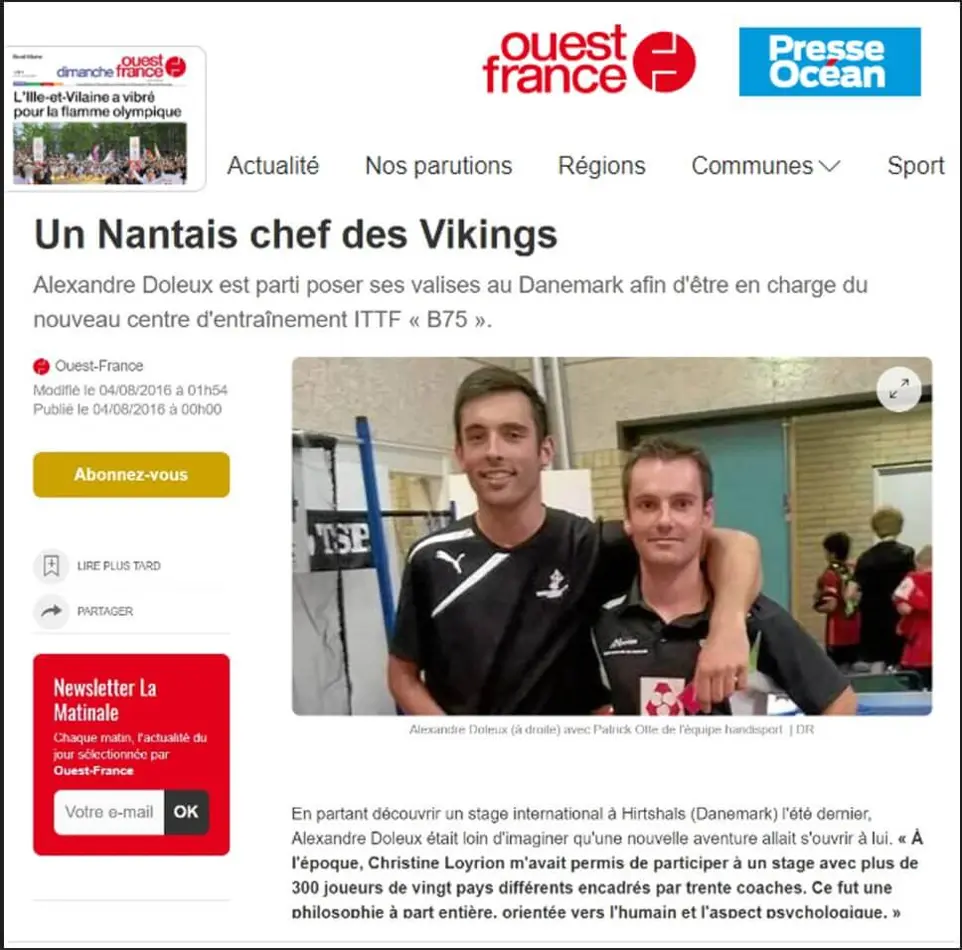 Coach et entraîneur Alexandre Doleux au Danemark